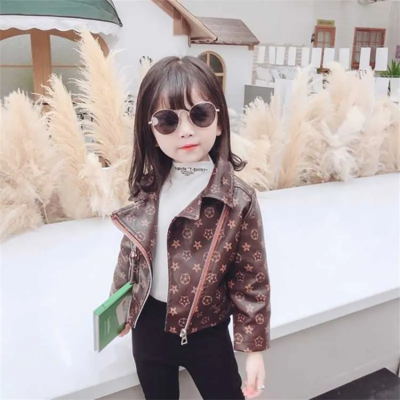 90 130CM Enfants Gar ons Filles PU Veste En Cuir Vintage R tro Moto Vestes Automne Hiver Manteau Zipper Tops Revers avec Poche Avant Outwear Boutique