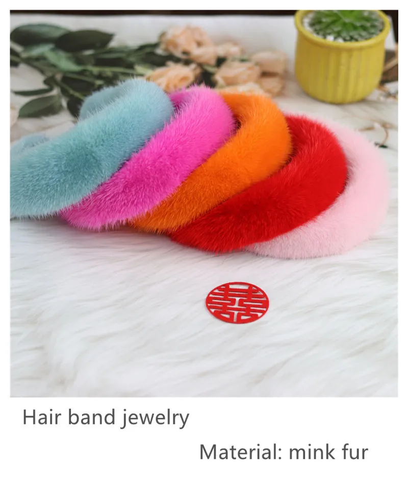 Fur Color Net Red Headband Mink Plush Hair Band Fashion Head