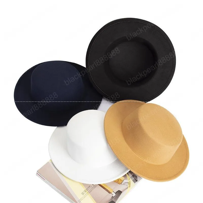 Fedoras toplu keçe fedora şapkaları erkek kadın şapkası kadın kadın erkek erkek düz üst kapak erkek caz kapakları moda aksesuarları