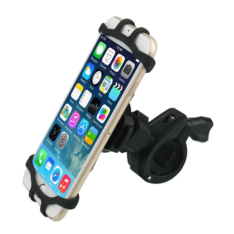 Universele fiets telefoonhouder 360 graden verstelbare houder DC08-Z Motorfiets Bike Mobilephone Mount Stand met PE-zak