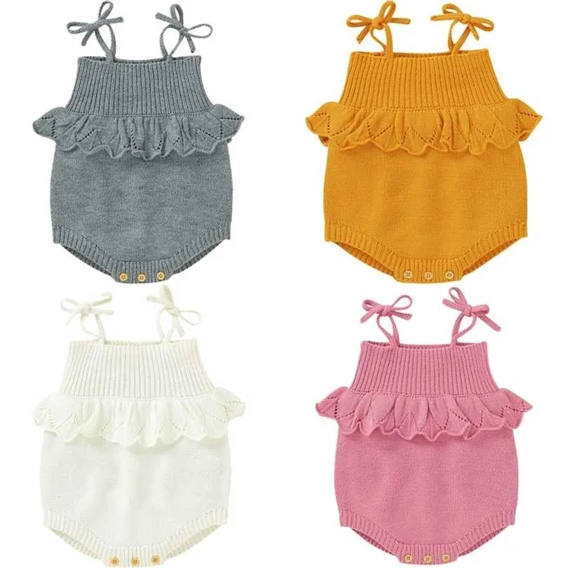 Emmababy Free Baby Knit Romper Girls Cute Crochet s Toddler Brand Spring Suspender Infant Lovely Knitting 211101