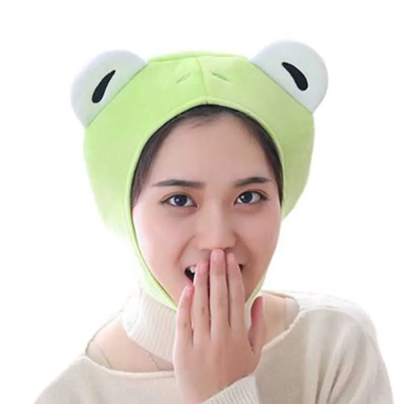 Women Girls Cute Rabbit Frog Animal Earflap Hat Winter Warm Plush Beanie Cap Mask Cosplay Costume Party Supplies Photo Props Y0911