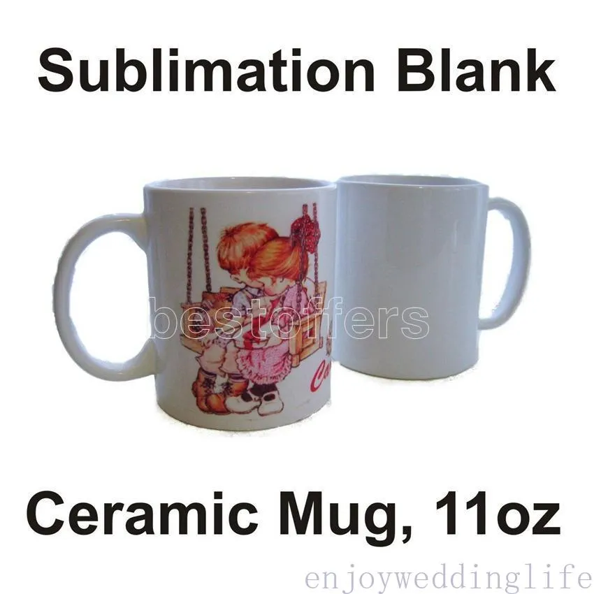 Sublimation blank Mug personalized heat transfer Ceramic Mugs 11 oz White water cup FY4483