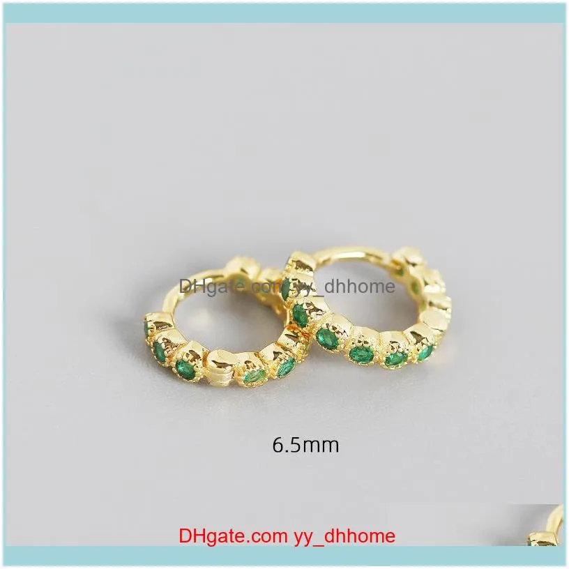 1Pair Multi-size 925 Sterling Silver Hoop Earrings For Women 2021 Trend Jewelry Piercing Green White Black Round Zircon & Huggie