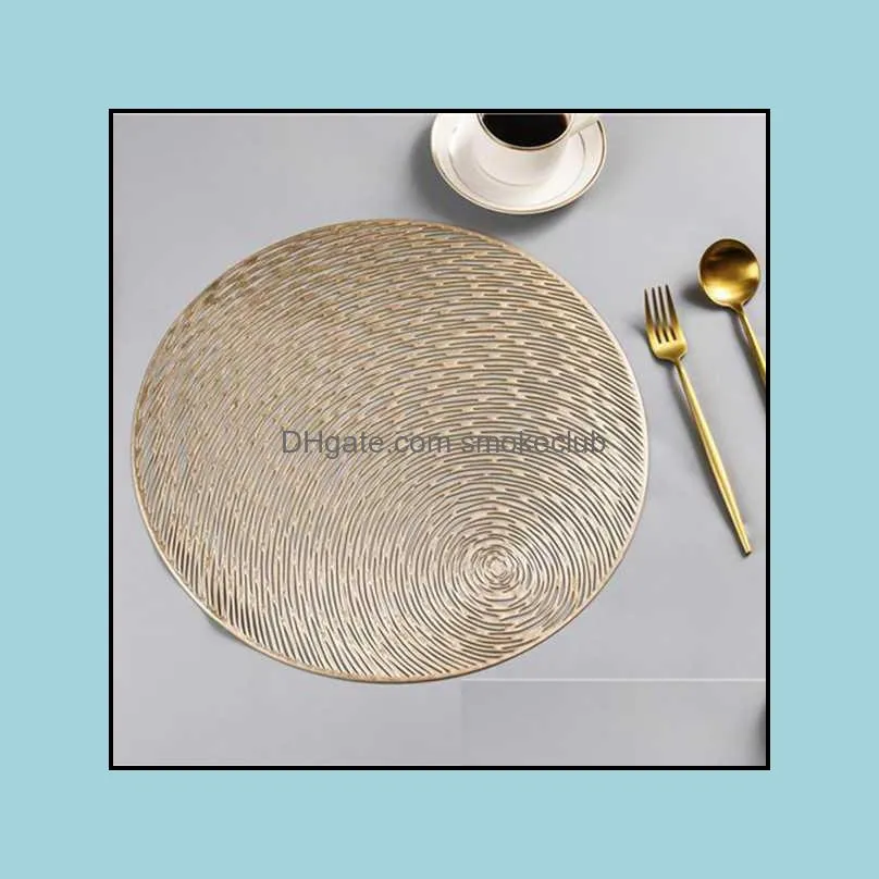 Mats & Pads 6 Pcs PVC Placemats Cutout Round Non Slip Dining Table HomeTable Decoration,Gold+Silver