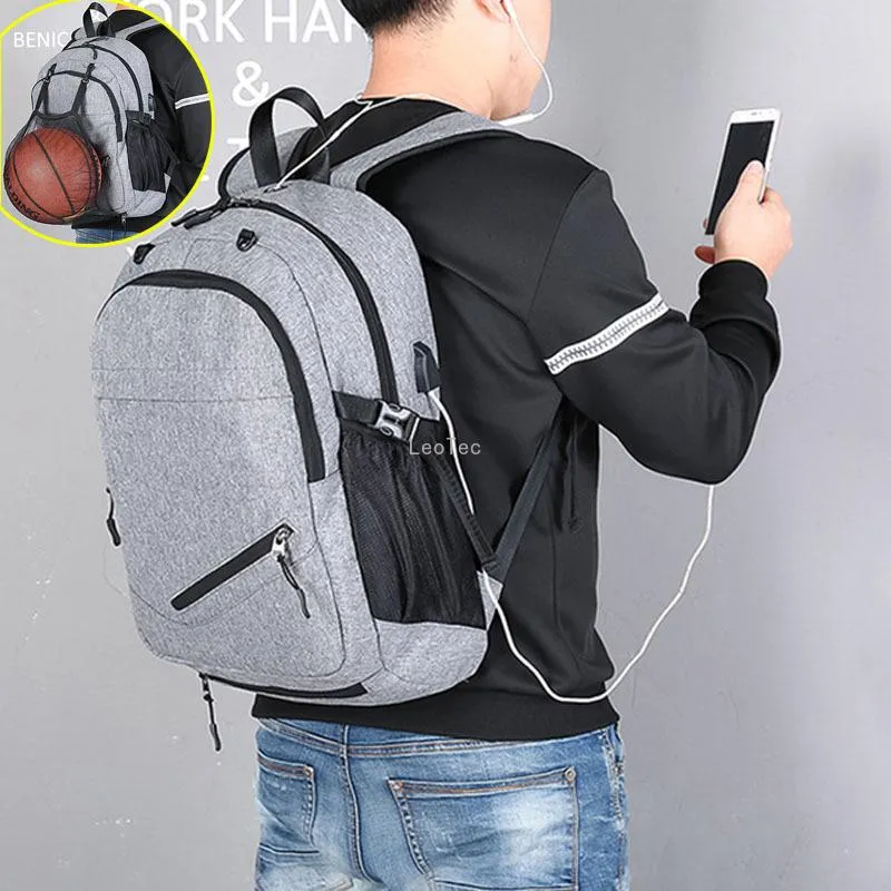 Outdoor Tassen USB Basketbal Rugzak Sporttas Gym Fitness Tas Net Bal Voor Mannen Sport Sac De Tas Heren School Jongens Sport