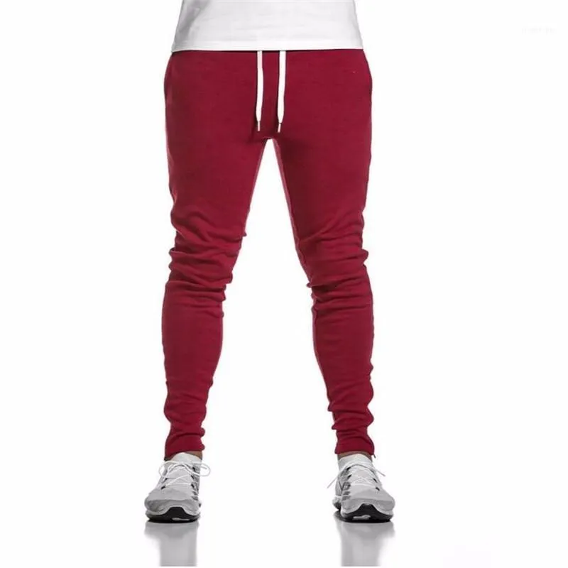 Running byxor män elastiska pojkar fitness träning kläder sport sweatspants jogger röd skinny mens gymbyxor