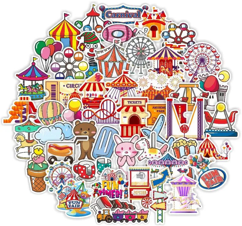 50Pcs Amusement Park Stickers Non-random For Car Bike Luggage Sticker Laptop Skateboard Motor Water Bottle Snowboard wall Decals Kids Gifts