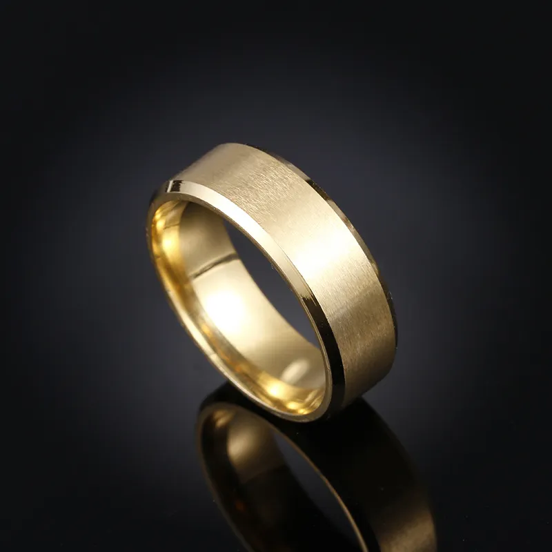 Роскошные модные кольца матовая нержавеющая сталь обручальные кольца для мужчин высочайшего качества золотые украшения серебристый синий черный цвет