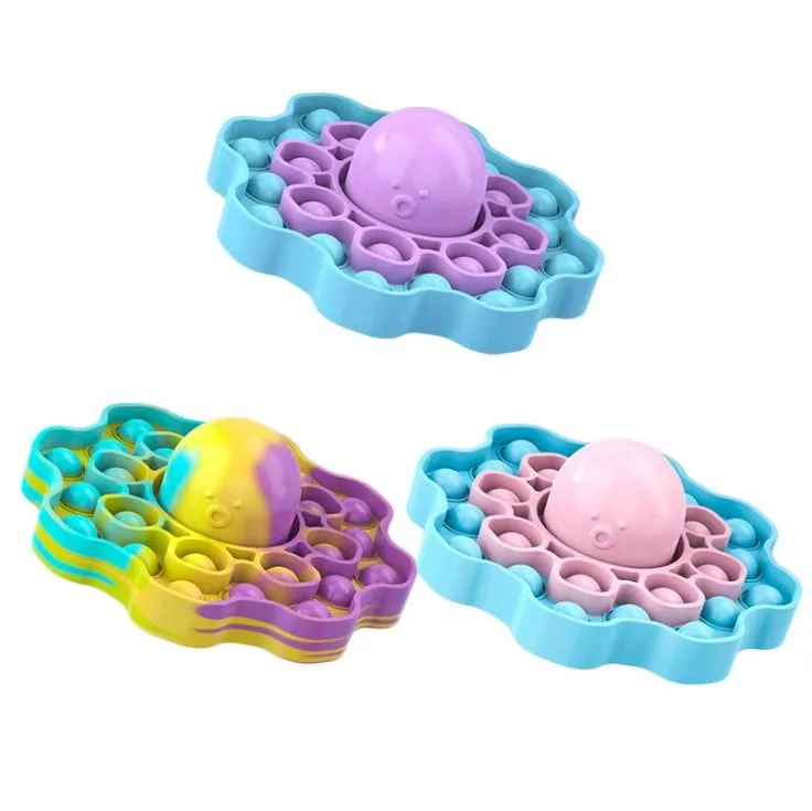 Fidget Toys Poulpe Pousser Bulle Drôle Arc-En-Ciel Silicone Décompression Pendentif Jouet