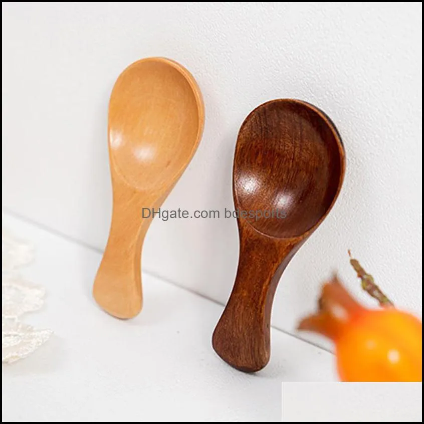 Small Wooden Salt Spoons Solid Wood Condiments Spoon Handmade Honey Teaspoon Seasoning Sugar Coffee Tea Jam Mustard Ice Crea249I