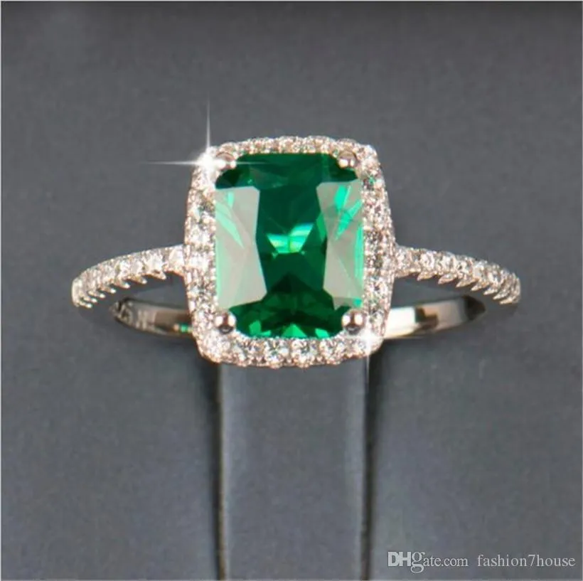 Big Promotion 3ct Real 925 Silver Ring SWA Element Diamond Emerald Gemstone Rings For Women Wholesale Wedding Engagement Jewelry New