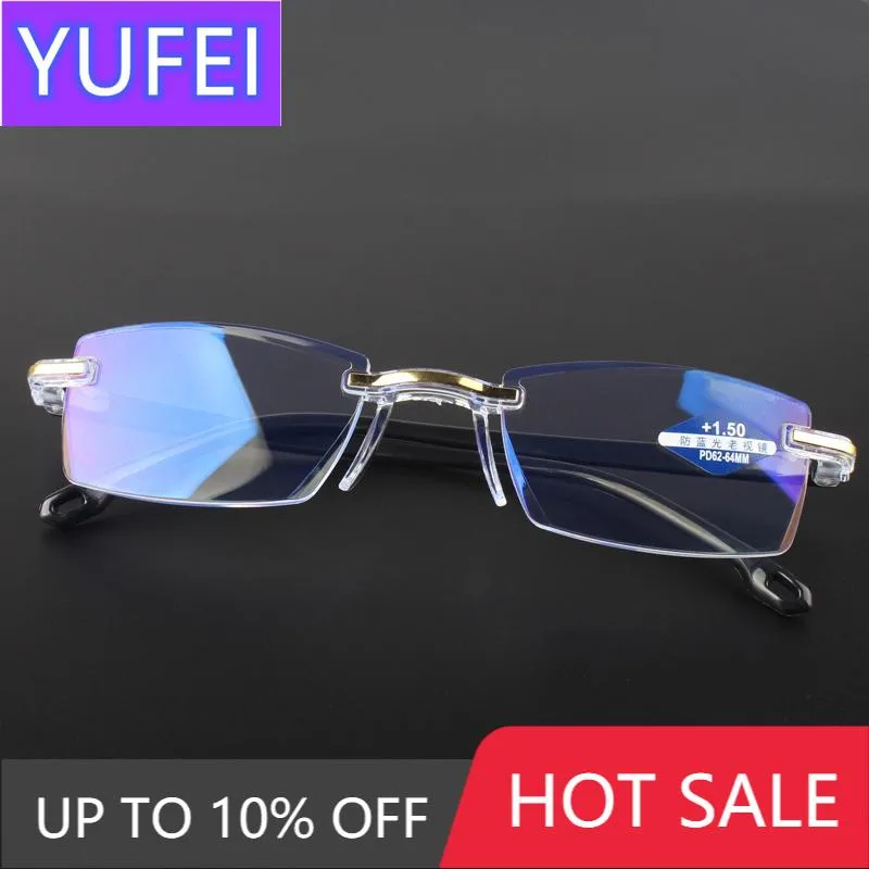 Óculos de sol anti-raio azul óculos de leitura masculino feminino corte sem aro presbiopia óculos para senhoras leves