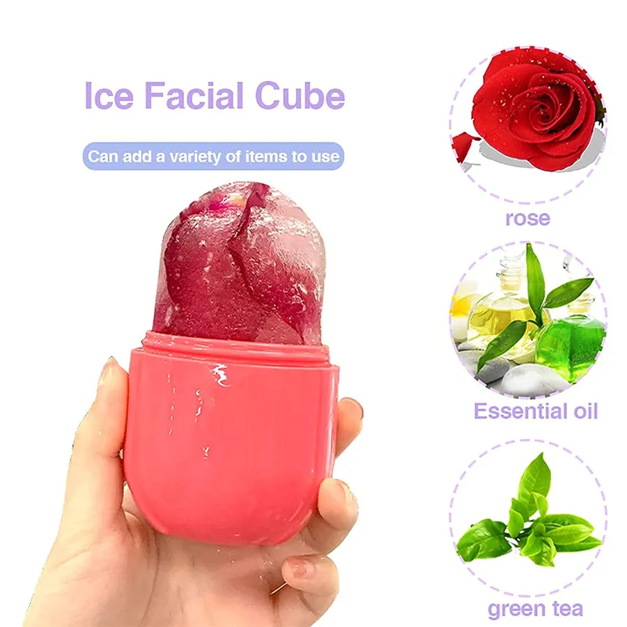 OEM FACE ROLLER GUA SHA Ice Massager Skin Care Tools Facial Cube Capsule Box Ta bort fina linjer Krympporer Minska Acne 200pcs