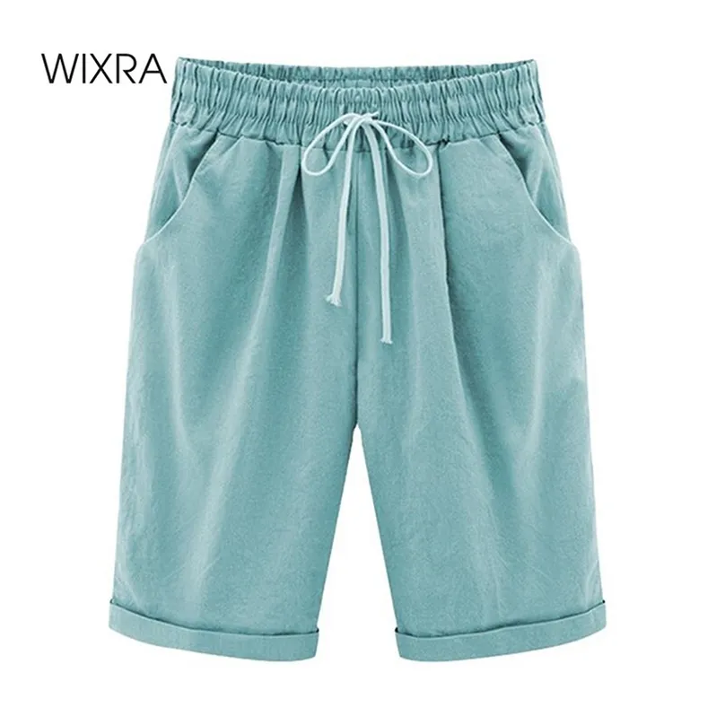 Wixra Dames Lace-up Shorts Zakken Hoge Taille Solid Casual Streetwear Summer Dames Plus Size 210719