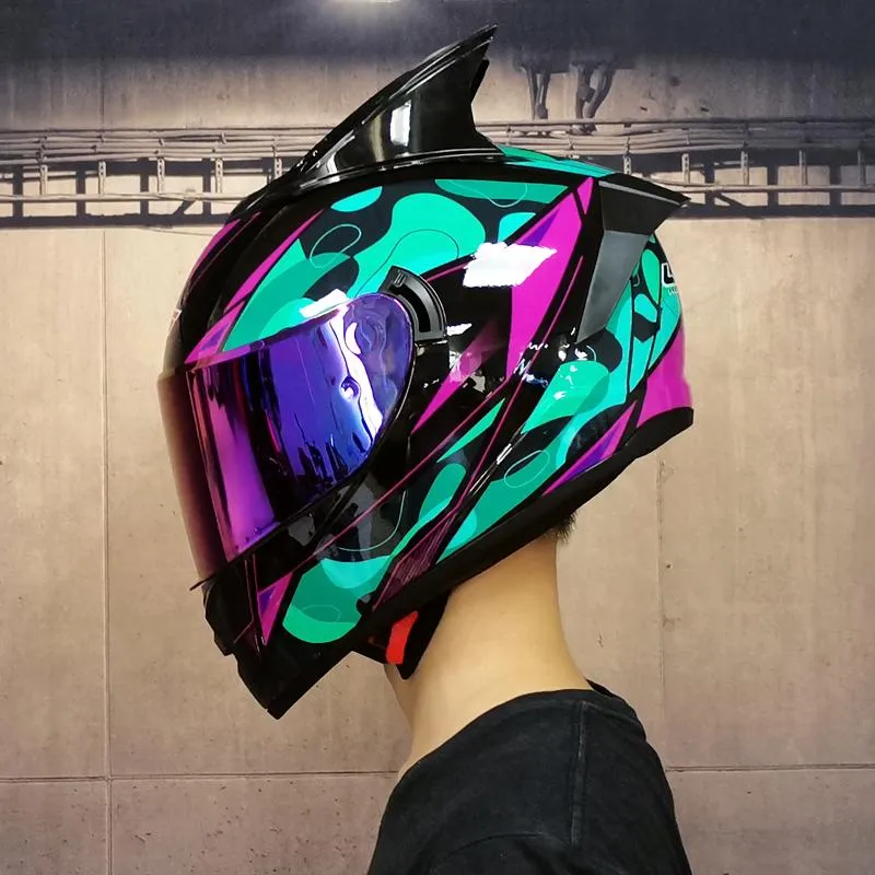 Motorcycle Helmets Dot Approved Helmet Racing Full Face Capacete Double Lens Locomotive Off-Road Cascos Para Moto