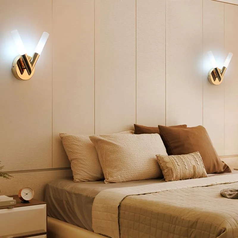 Duvar Lambası Zafer Metal LED Işık El Yatak Odası Fuaye Yemek Odası Koridor Basit Modern V şekli Aplik ile