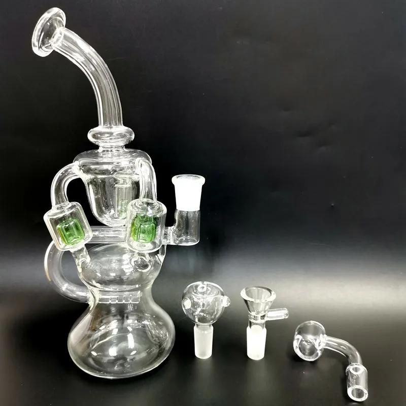 mini dab rig Water glass pipe bong Hookahs recycler oil rigs unique design 14mm joint bubbler heady percolator hookashs for smoking