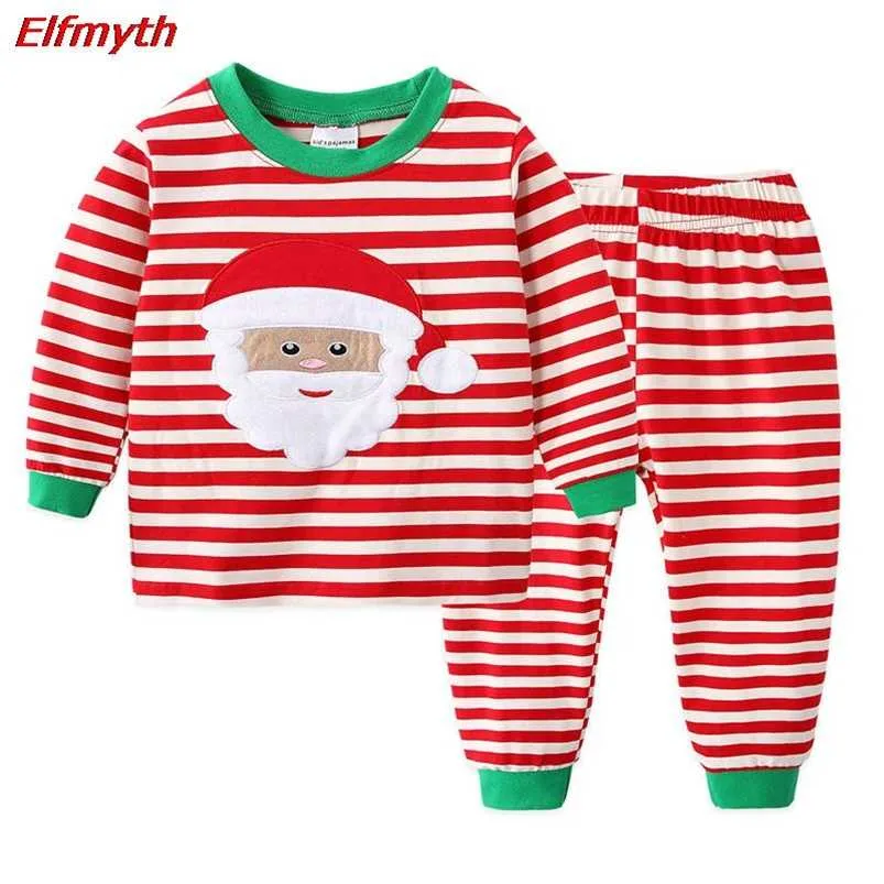 Set pigiama natalizio per ragazzi Conjuntos De Menino Pijama Infantil Santa Pjs Gecelik Koszula Nocna Pigiama Set pigiama per bambini 211018