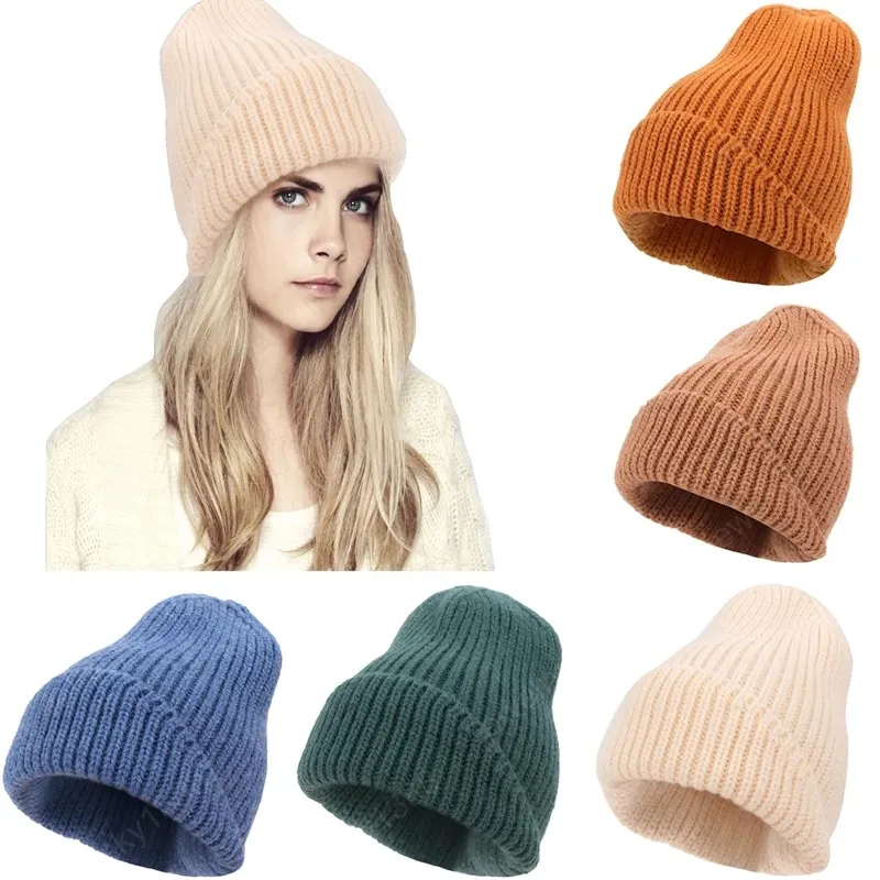 Winter Hats For Men Women Casual Cotton Knitted Warm beanie Caps Woman Solid Color Outdoor Cycling bonnet Cap