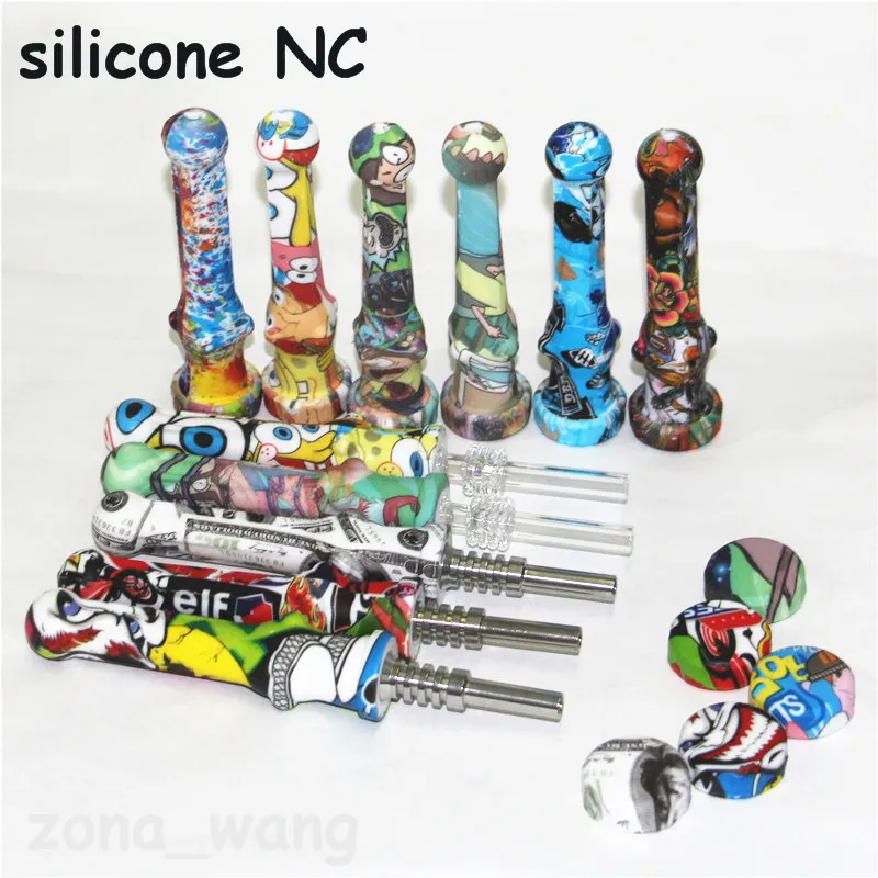 Kit di nettare di vetro per pipe in silicone con punte di quarzo Dab Straw Oil Rigs accessori per il fumo