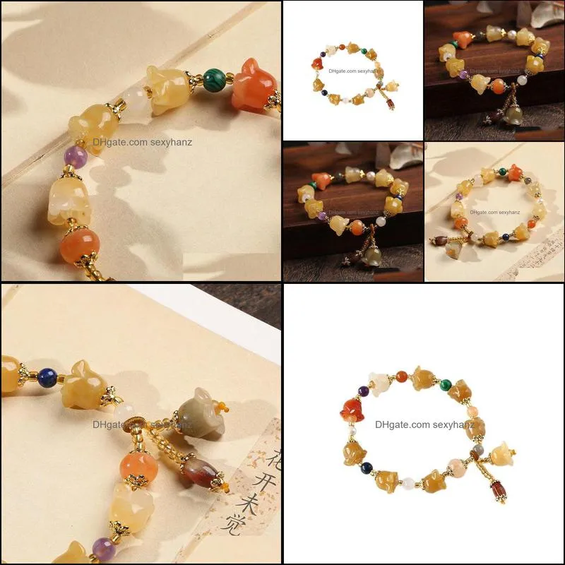 Jade also natural lady`s best friend bracelet hanging gold silk jade lily of the valley Topaz Bracelet Jewelry