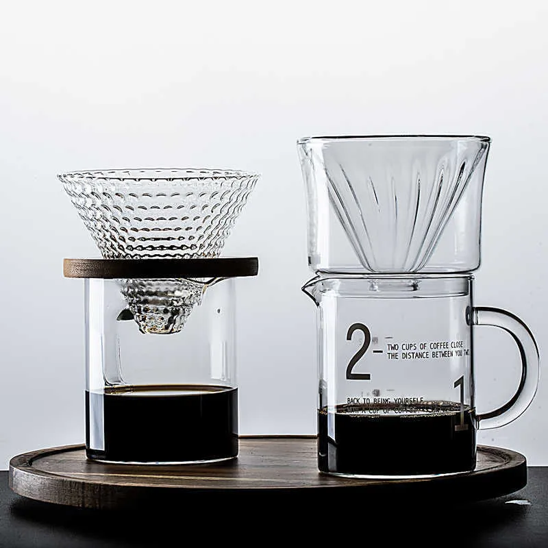 Simple Set V60 Glass Dripper 1-2 Cups Sharing Pot Brew Filter Funnel Reusable Coffee Jug
