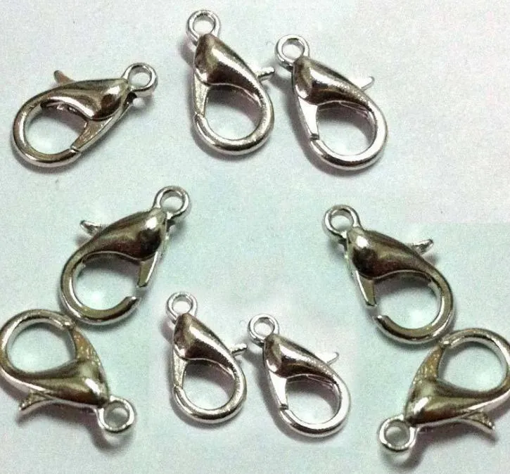 2021 Vente en gros - En stock Lot de livraison gratuite 500Pcs Fermoirs à griffes de homard plaqués nickel-argent gratuits Fit Bracelet pour la fabrication de bijoux 12mm