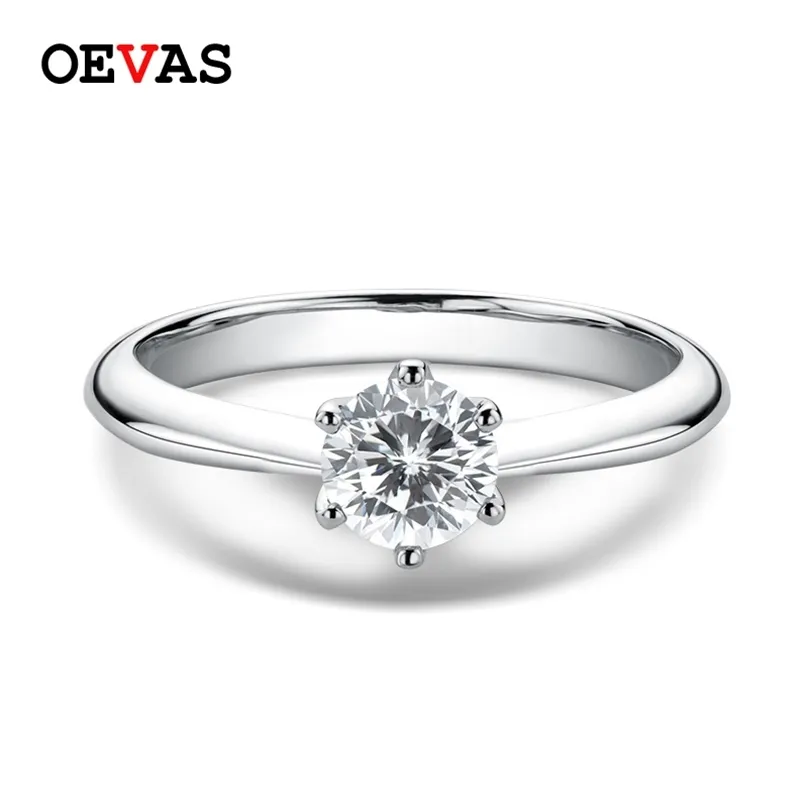 Oevas musujące prawdziwe 0,5 karat obrączki dla kobiet Najwyższej jakości 100% 925 Sterling Silver Engagement Fine Jewelry 211217