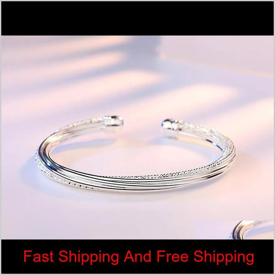 fashion newest 925 sterling silver plated bracelet for women jewelry line designer open bangle bracelets hot sale wholesale