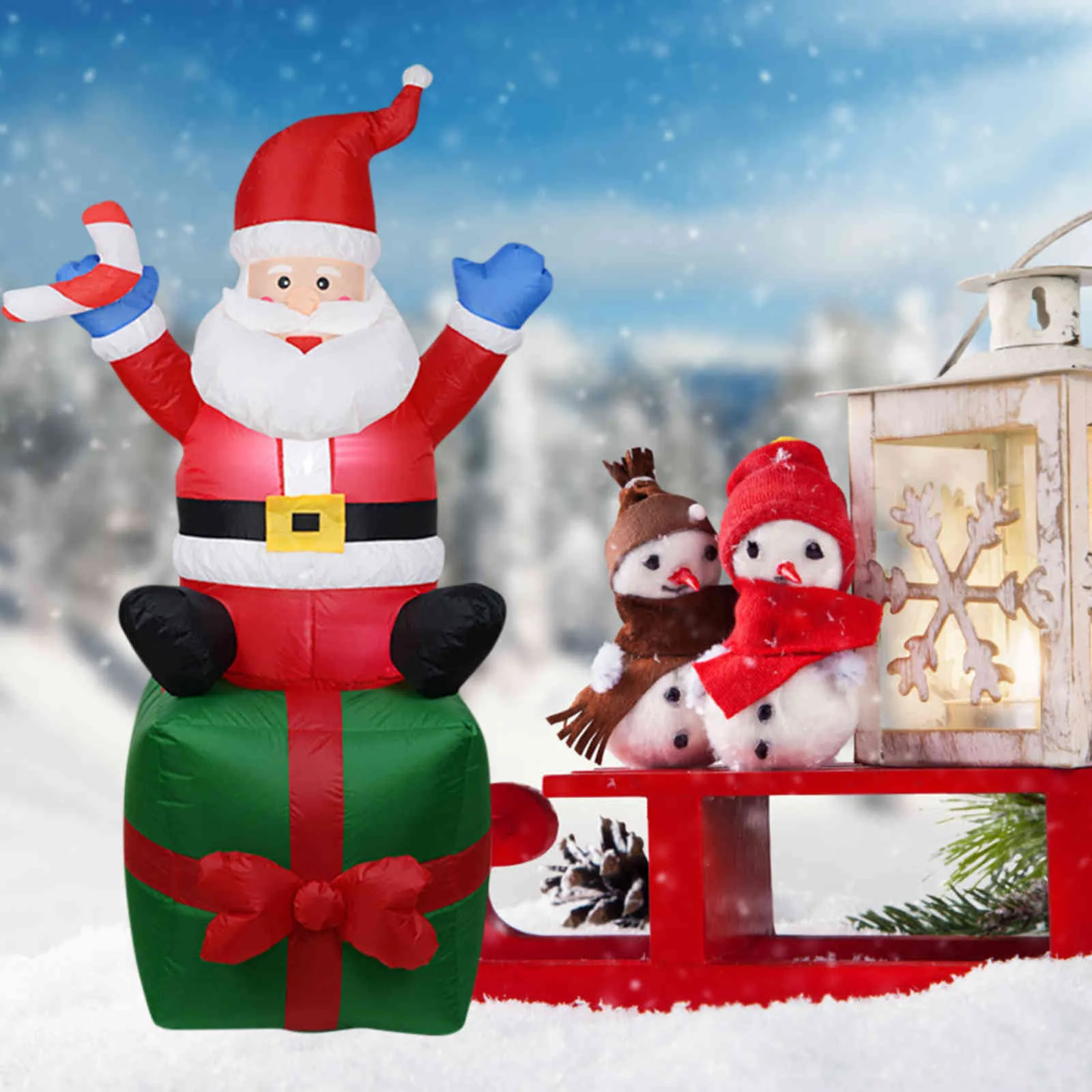 Gonfiabile Santa Claus 1.8m, decorazioni natalizie all'aperto, festa di Capodanno, articoli per la casa, cortile, decorazione del giardino, Plugusa EU / UK