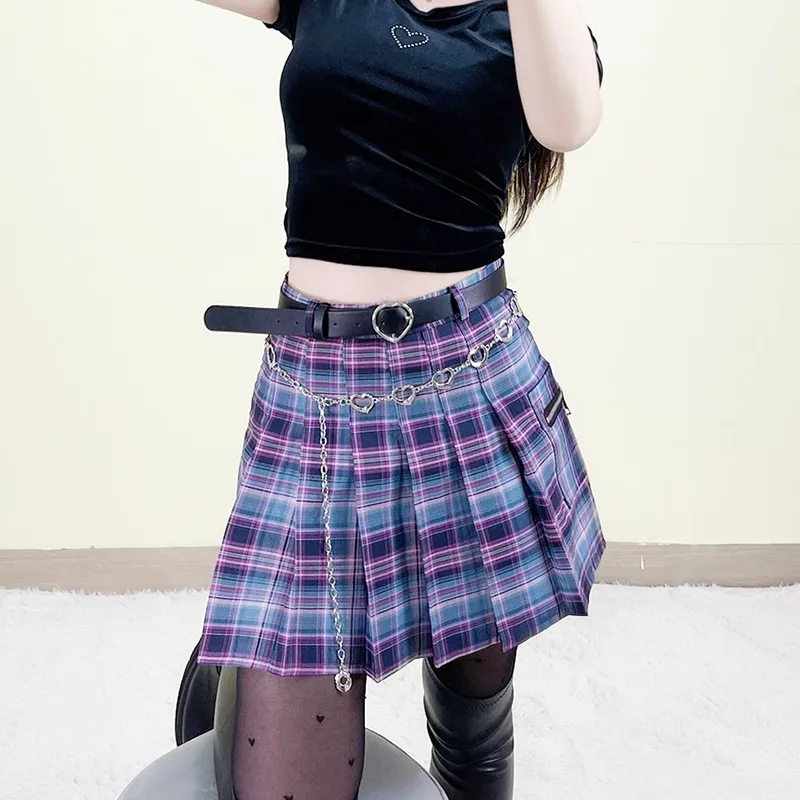 Ahorra a lo Grande en Compras al por Mayor de Falda Plisada Coreana Faldas  Plisadas De Cintura Alta: Mini Falda A Cuadros De Mujeres Con Correas,