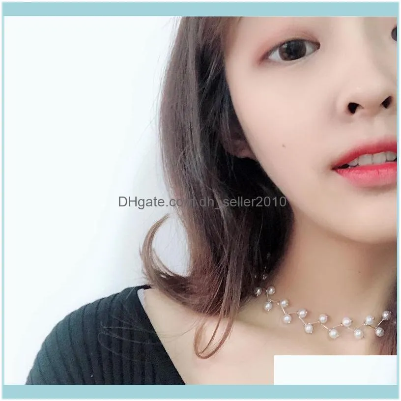 Elegant Simulated-pearls Cross Fashion Chokers Necklaces For Women Simple S Necklace