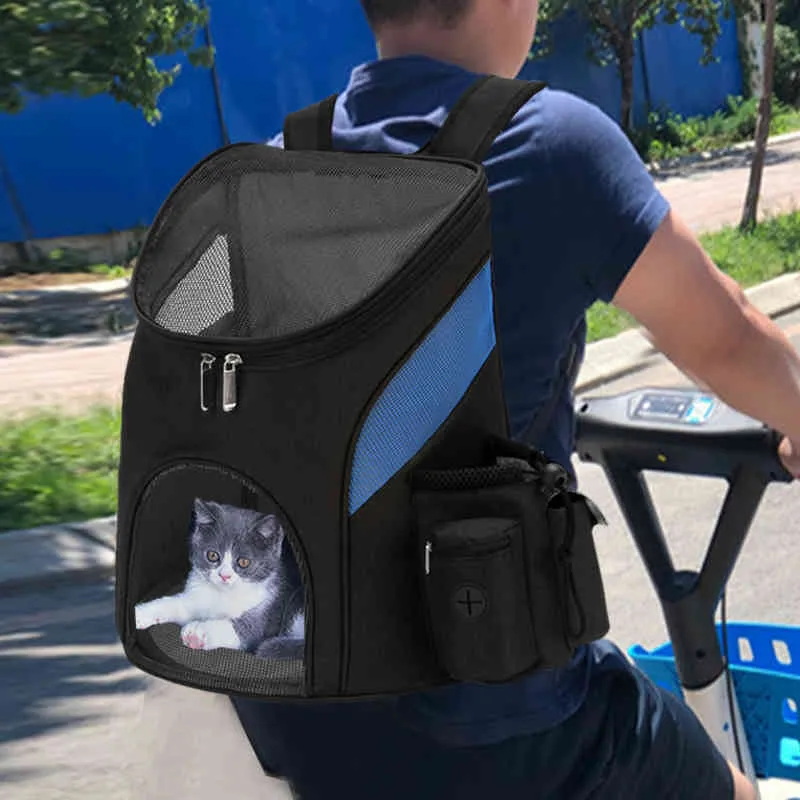Tragbarer Rucksack für Hunde, atmungsaktiv, Outdoor-Reisen, doppelte Schulter, mit Tragetasche für Haustiere und Katzen