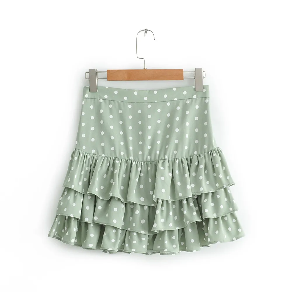 LCDC ♥ CHECKED FRILL MINI SKIRT /追跡付 Polka Dot Print Brushed Ruffles A-Line mini skirt for Women