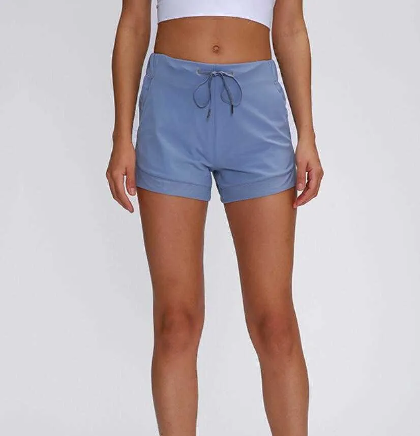 LU LU LEMONS Shorts de Yoga Pantalons Chauds Sous-vêtements pour Femmes Cordon de Course Court Dames Tenues décontractées vêtements de Sport pour Adultes vêtements de Sport vêtements d'exercice pour Filles