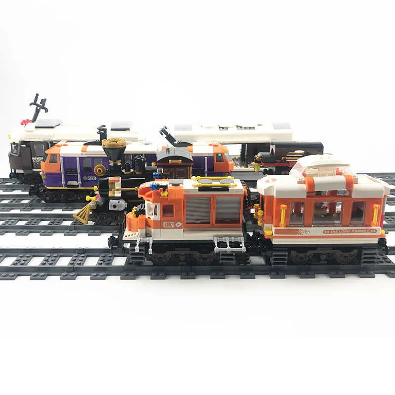Поезд трассы Городские рельсы прямые изогнутые кресты S здания блоки кирпича игрушки модели совместимые все бренды Y0808