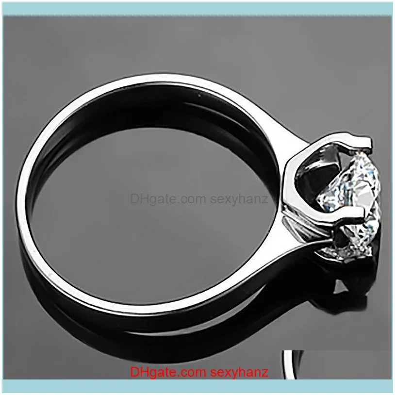 Silver Classic Created Moissanite Jewelry Wedding Rings For Women 3 Colors Engagement Ring Wholesale Gifts Cluster