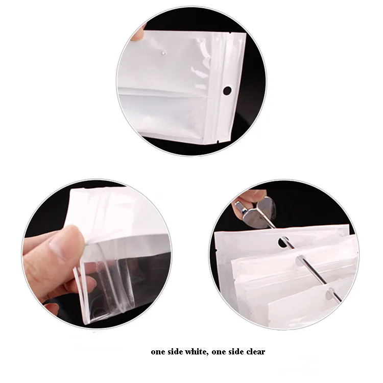 Clear White Pearl Plastic Poly OPP Packing Bag Zip zipper Retail Package Bag Jewelry Food PVC Plastic Bag Many Size