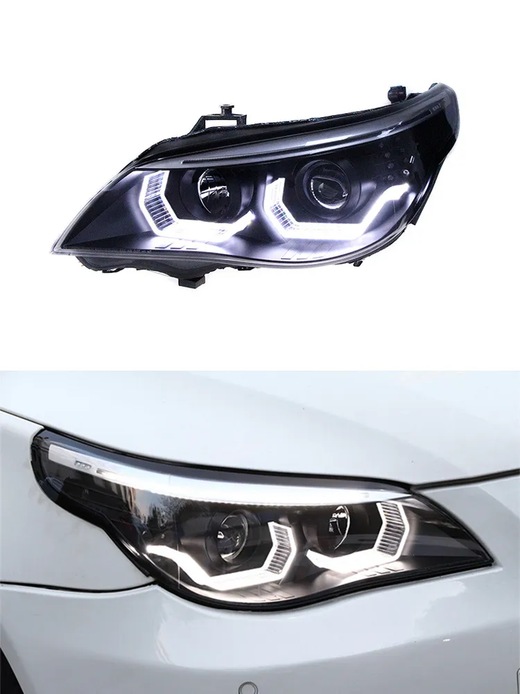 Bilhuvuddelar för BMW E60 2003-2010 Strålkastare Front Lamp LED-signalbroms Vändningsparkeringsljus