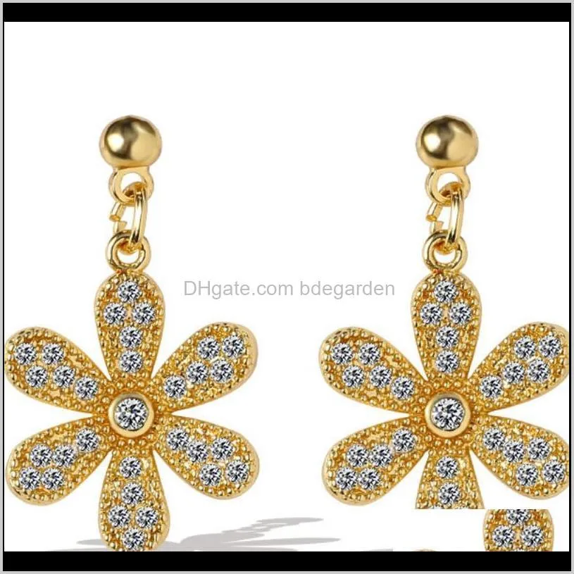 jewelry earrings for women flower simple gold color graceful wholesale hot fashion free of shipping