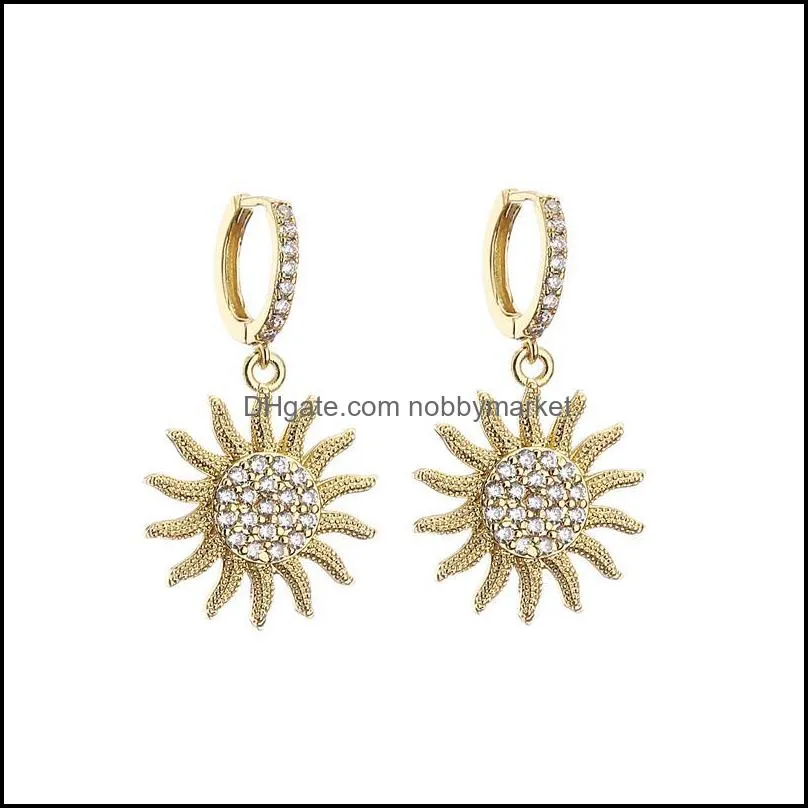 Earrings & Necklace HECHENG,Embossing Sun Jewelry Set,cz Small Hoop For Women Girls,Fashion Trend 2022