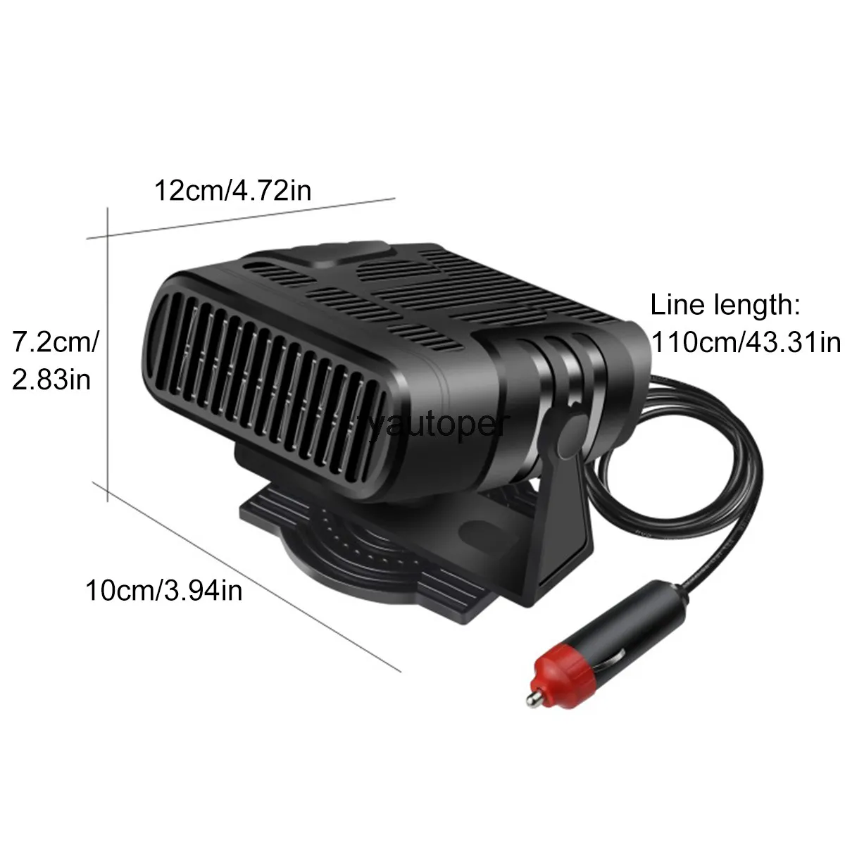 12V 24W Portable Car Heater – Defroster/Demister With 3 Holes (Uses Engine Heat)