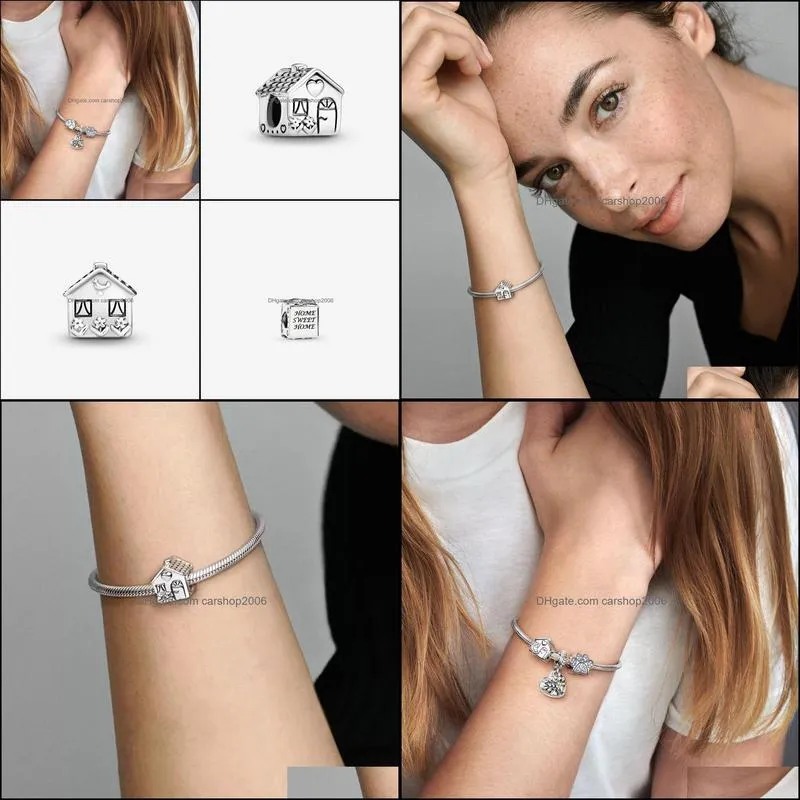 Sweet Home 100% 925 Sterling Silver Little House Charms Fit Original European Charm Bracelet Fashion Jewelry Accessories for Women