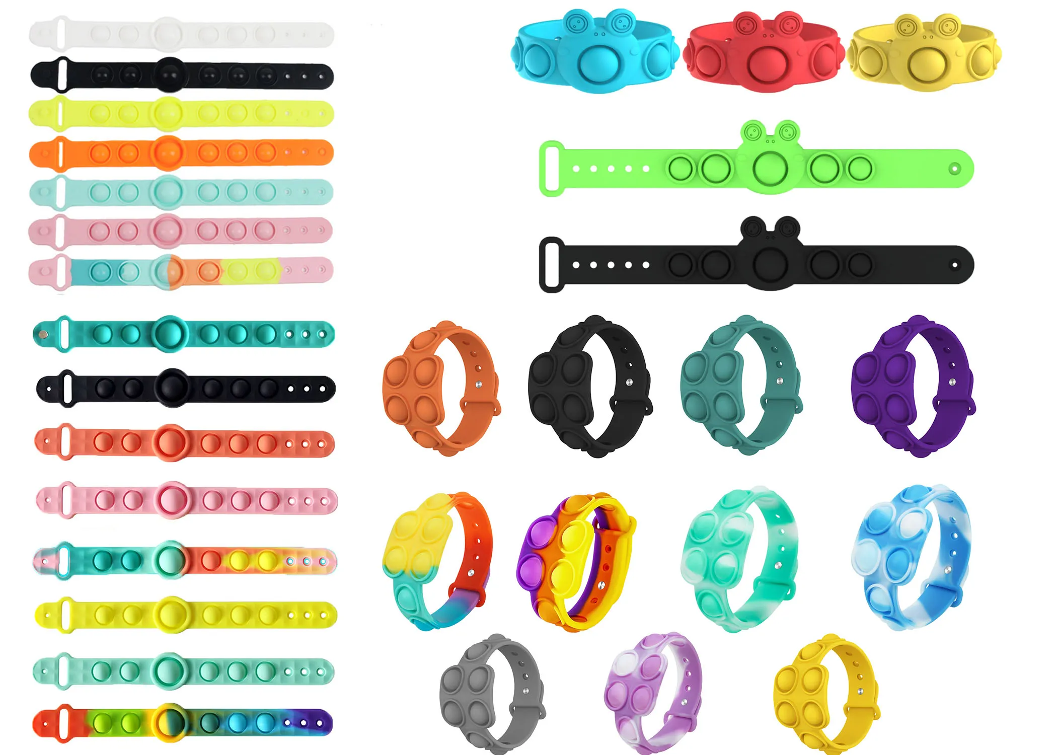 Zwolnij Autyzm Wrist Watch Toy do 5 różnych stylów bransoletek Fidget Stress Zabawki Push Bubble Andistress Dzieci Sensory Prezent