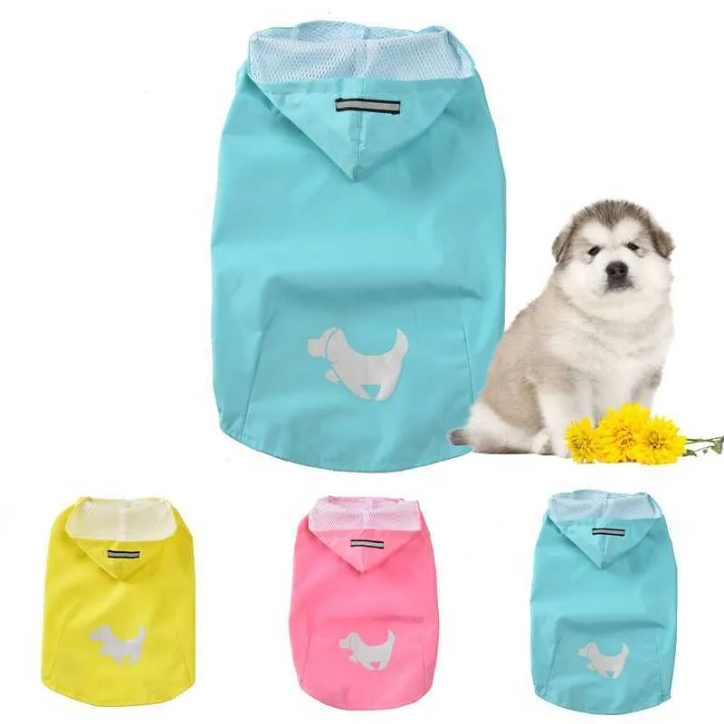 Impreso perro impermeable reflectante capa de lluvia con capucha mascota impermeable cachorro perro lluvia mono mascota ropa impermeable suministros para mascotas 211007