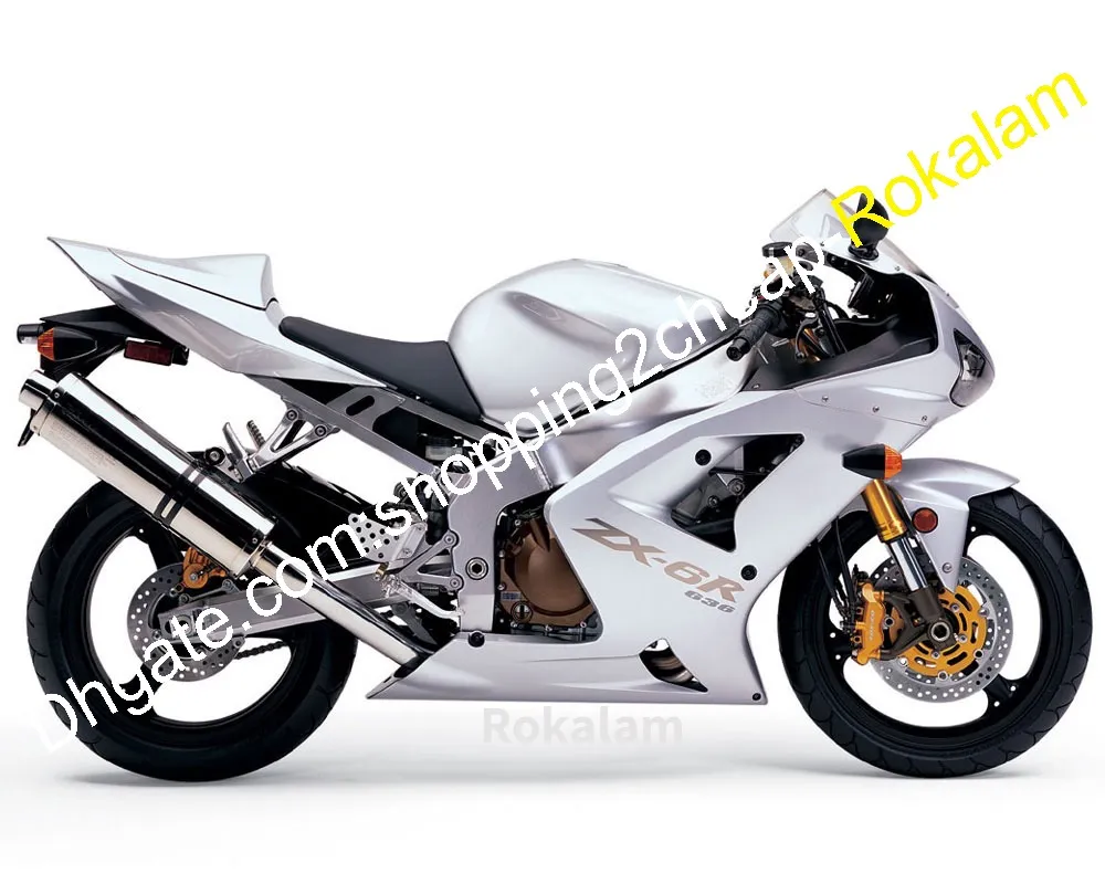 ZX-6R 636 Объем для мотоциклов для Kawasaki Ninja ZX6R ZX 6R 2003 2004 Silver ABS COUDLEWORK COUNDROCK CARIGES Kit 03 04 (литье под давлением)