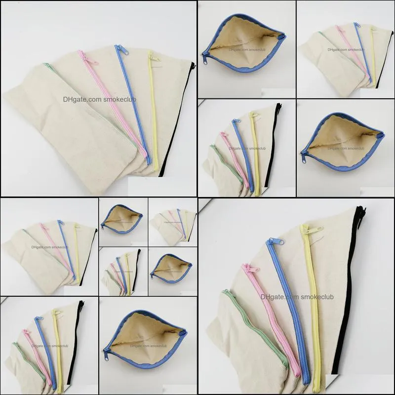 blank canvas zipper Pencil cases pen pouches cotton cosmetic Bags makeup bags Mobile phone clutch bag