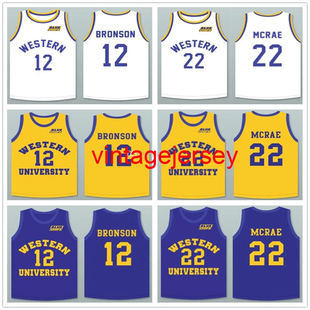 Action Bronson 12 baskettröja Anfernee Hardaway Butch McRae 22 Western Blue Chips Retro Men Stitched Custom Name Jerseys