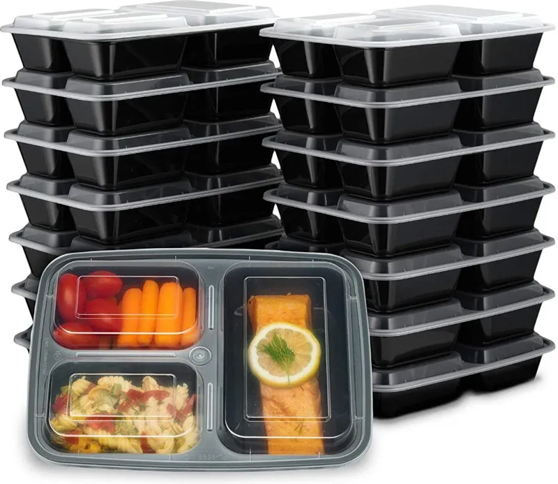 Tek kullanımlık 1000ml öğle yemeği kutusu gıda paket servisi olan restoran için tek kullanımlık yemek takımı